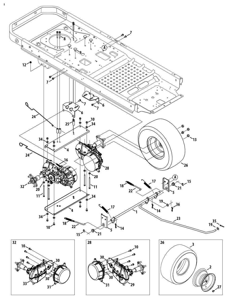 Drive System Diagram and Parts List for RZT-S42ZERO (17AVCEDS710)(2015) Cub Cadet Lawn Tractor